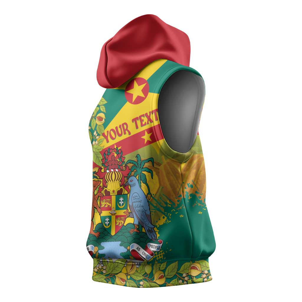 Personalized Grenada Spicemas 2025 Sleeveless Hoodie Spice Isle Nutmeg Cocoa Pod - Wonder Print Shop