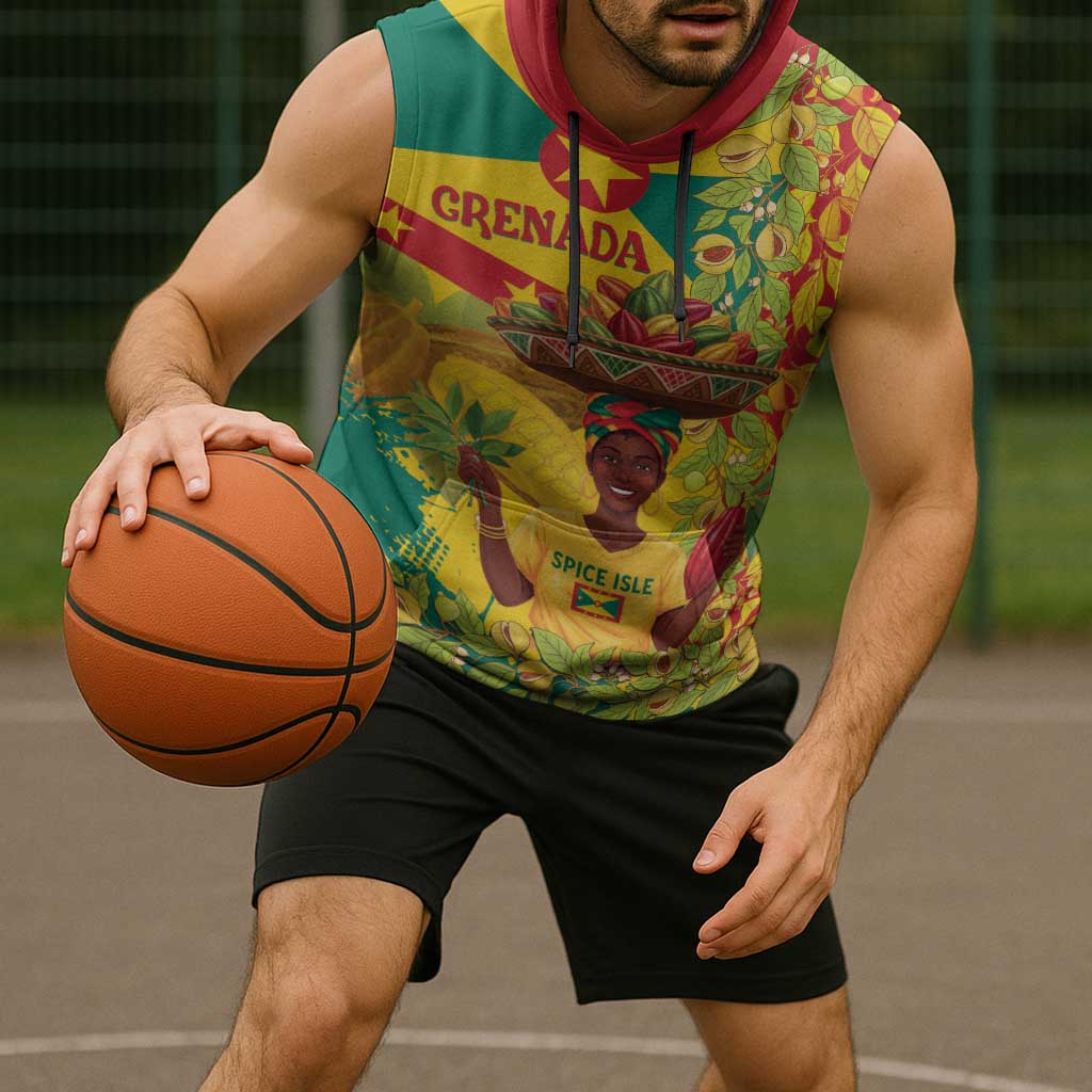 Personalized Grenada Spicemas 2025 Sleeveless Hoodie Spice Isle Nutmeg Cocoa Pod - Wonder Print Shop