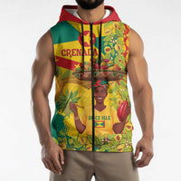Personalized Grenada Spicemas 2025 Sleeveless Zip Hoodie Spice Isle Nutmeg Cocoa Pod - Wonder Print Shop