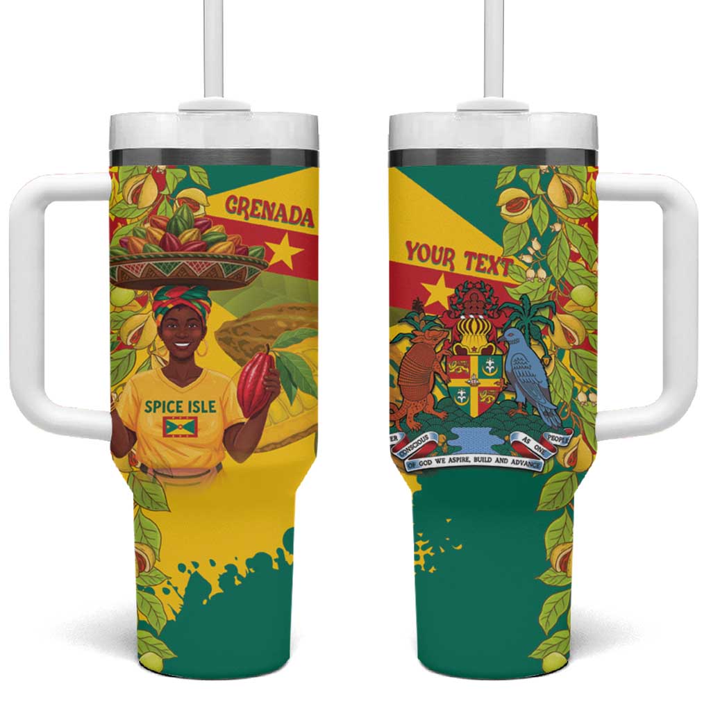 Personalized Grenada Spicemas 2025 Tumbler With Handle Spice Isle Nutmeg Cocoa Pod - Wonder Print Shop