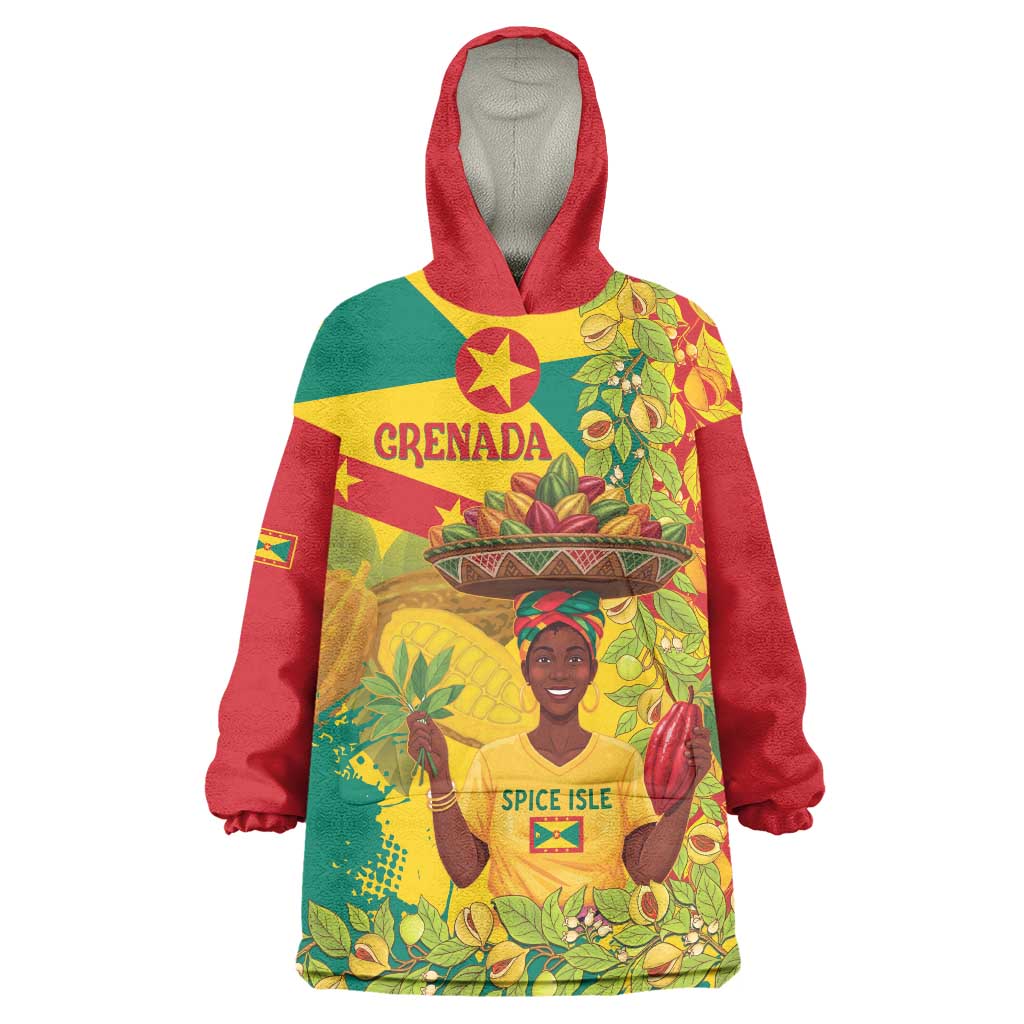Personalized Grenada Spicemas 2025 Wearable Blanket Hoodie Spice Isle Nutmeg Cocoa Pod - Wonder Print Shop