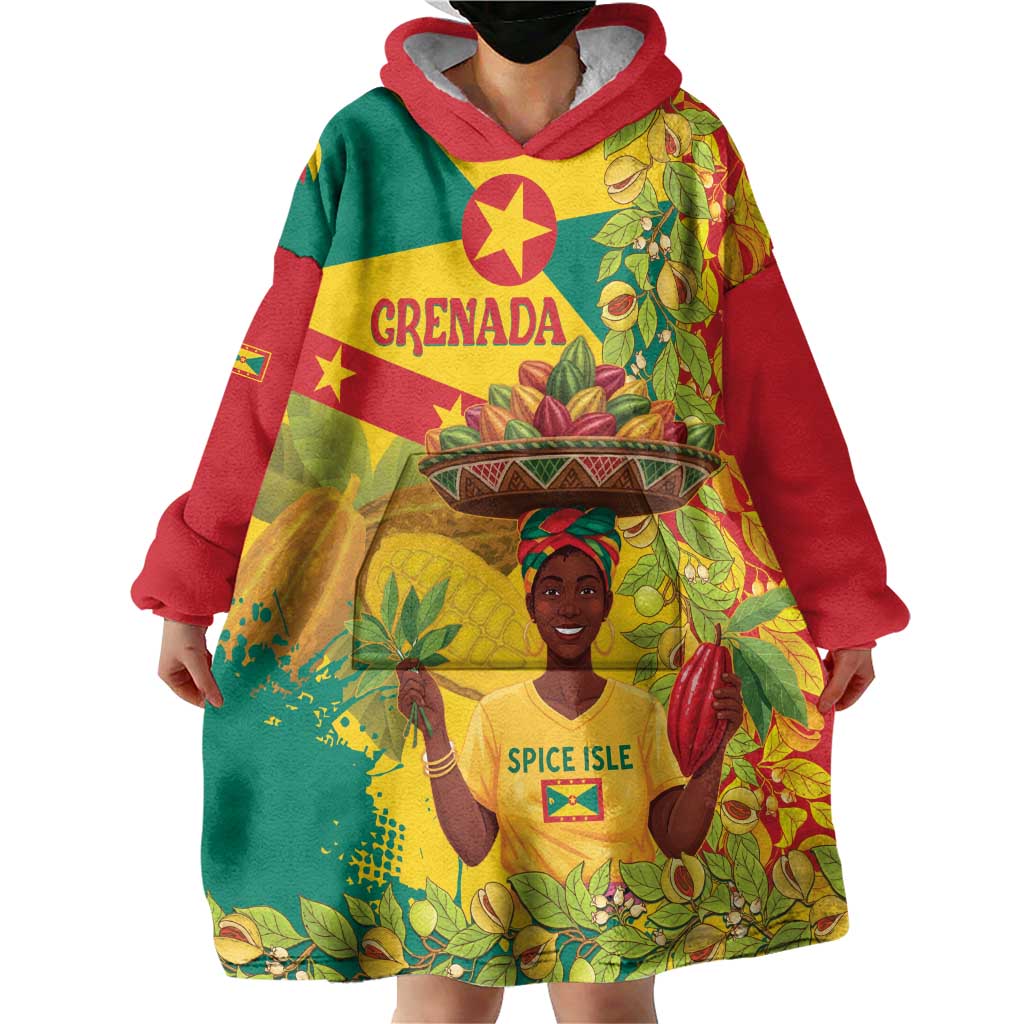 Personalized Grenada Spicemas 2025 Wearable Blanket Hoodie Spice Isle Nutmeg Cocoa Pod - Wonder Print Shop