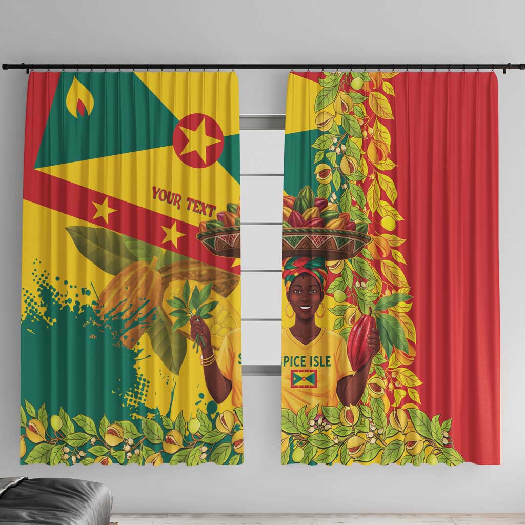 Personalized Grenada Spicemas 2025 Window Curtain Spice Isle Nutmeg Cocoa Pod - Wonder Print Shop