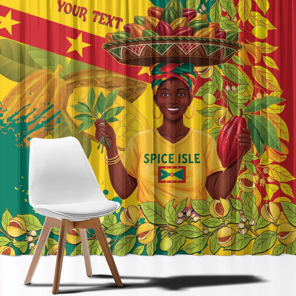Personalized Grenada Spicemas 2025 Window Curtain Spice Isle Nutmeg Cocoa Pod - Wonder Print Shop