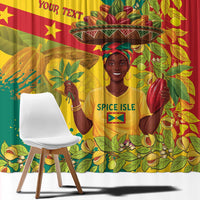 Personalized Grenada Spicemas 2025 Window Curtain Spice Isle Nutmeg Cocoa Pod - Wonder Print Shop