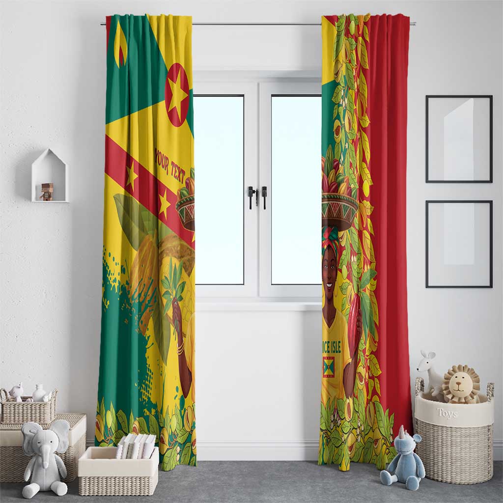 Personalized Grenada Spicemas 2025 Window Curtain Spice Isle Nutmeg Cocoa Pod - Wonder Print Shop