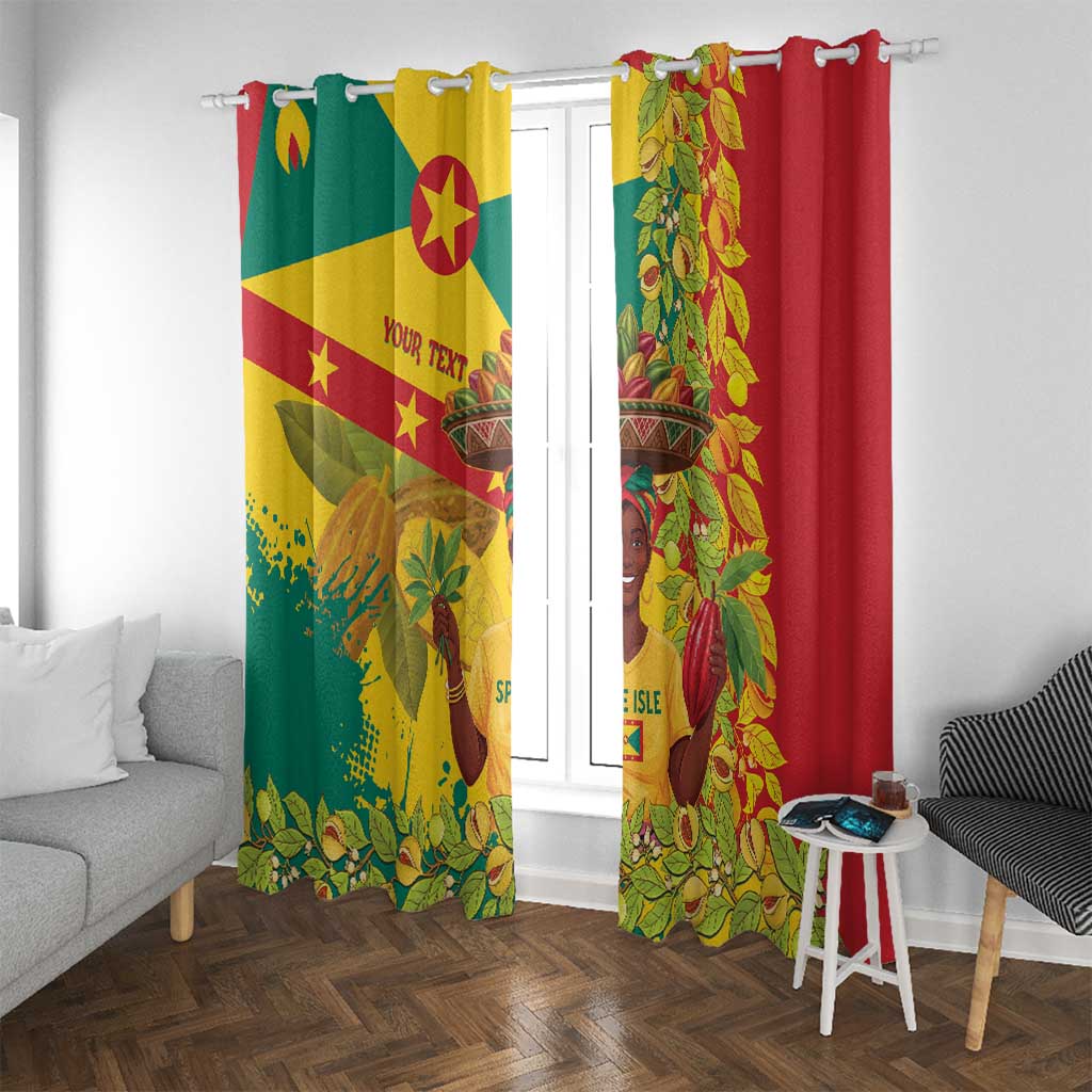 Personalized Grenada Spicemas 2025 Window Curtain Spice Isle Nutmeg Cocoa Pod - Wonder Print Shop