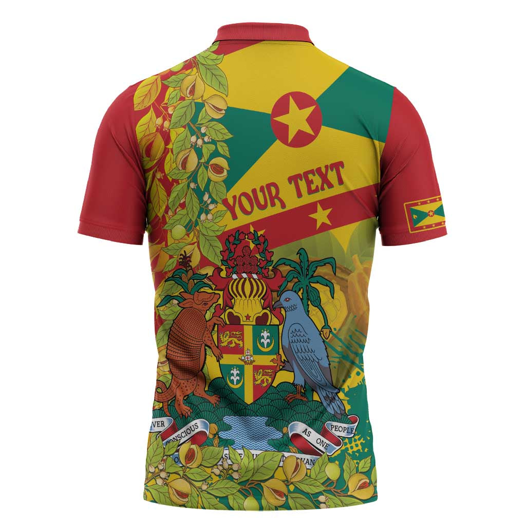 Personalized Grenada Spicemas 2025 Zipper Polo Shirt Spice Isle Nutmeg Cocoa Pod - Wonder Print Shop