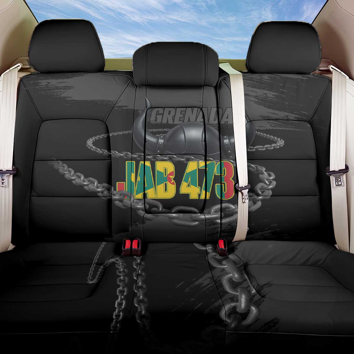 Grenada Jab Jab 473 Back Car Seat Cover Spicemas Festival Chain Grunge Style - Wonder Print Shop