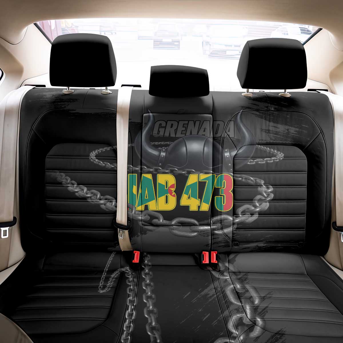Grenada Jab Jab 473 Back Car Seat Cover Spicemas Festival Chain Grunge Style - Wonder Print Shop
