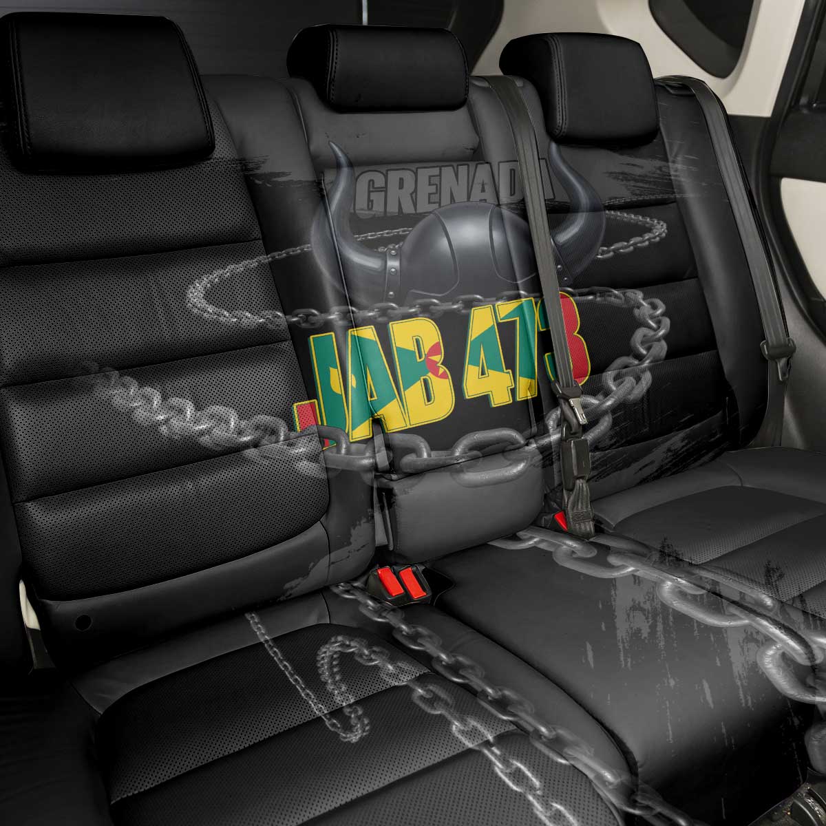 Grenada Jab Jab 473 Back Car Seat Cover Spicemas Festival Chain Grunge Style - Wonder Print Shop