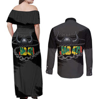 Grenada Jab Jab 473 Couples Matching Off Shoulder Maxi Dress and Long Sleeve Button Shirt Spicemas Festival Chain Grunge Style - Wonder Print Shop
