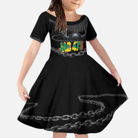Grenada Jab Jab 473 Family Matching Off The Shoulder Long Sleeve Dress and Hawaiian Shirt Spicemas Festival Chain Grunge Style - Wonder Print Shop