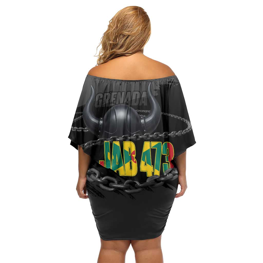 Grenada Jab Jab 473 Family Matching Off Shoulder Short Dress and Hawaiian Shirt Spicemas Festival Chain Grunge Style - Wonder Print Shop
