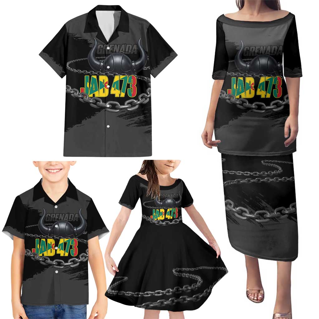 Grenada Jab Jab 473 Family Matching Puletasi and Hawaiian Shirt Spicemas Festival Chain Grunge Style - Wonder Print Shop