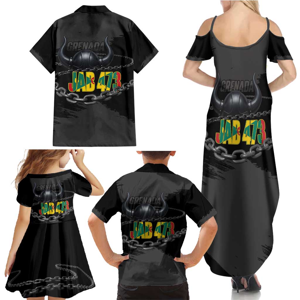 Grenada Jab Jab 473 Family Matching Summer Maxi Dress and Hawaiian Shirt Spicemas Festival Chain Grunge Style - Wonder Print Shop