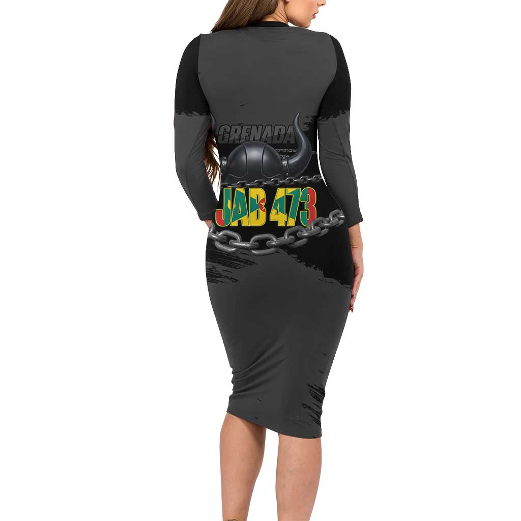 Grenada Jab Jab 473 Long Sleeve Bodycon Dress Spicemas Festival Chain Grunge Style - Wonder Print Shop