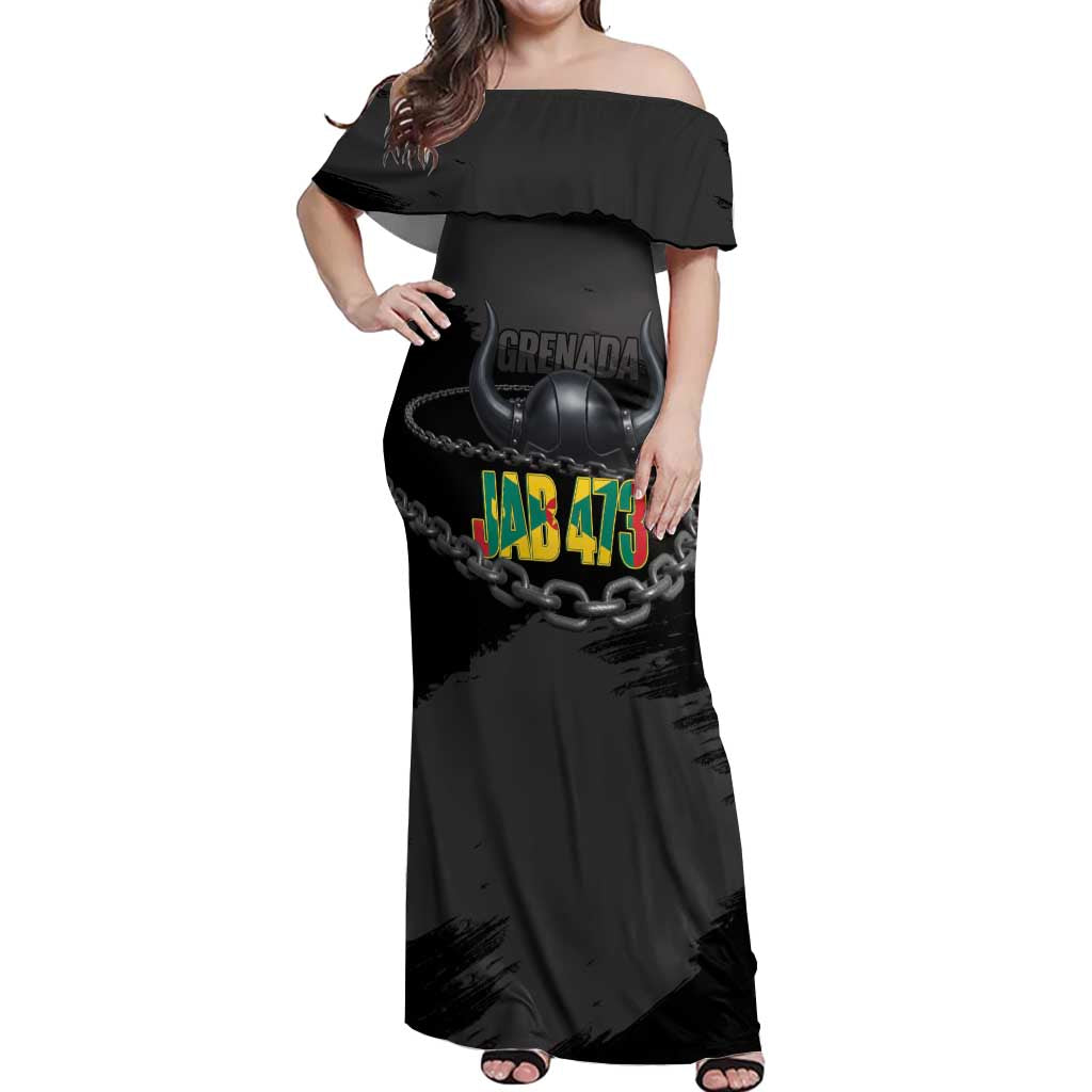 Grenada Jab Jab 473 Off Shoulder Maxi Dress Spicemas Festival Chain Grunge Style - Wonder Print Shop