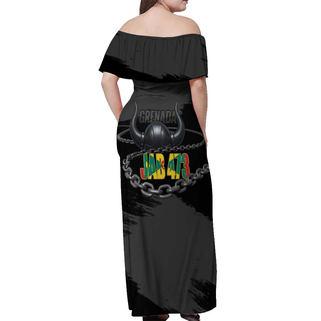 Grenada Jab Jab 473 Off Shoulder Maxi Dress Spicemas Festival Chain Grunge Style - Wonder Print Shop