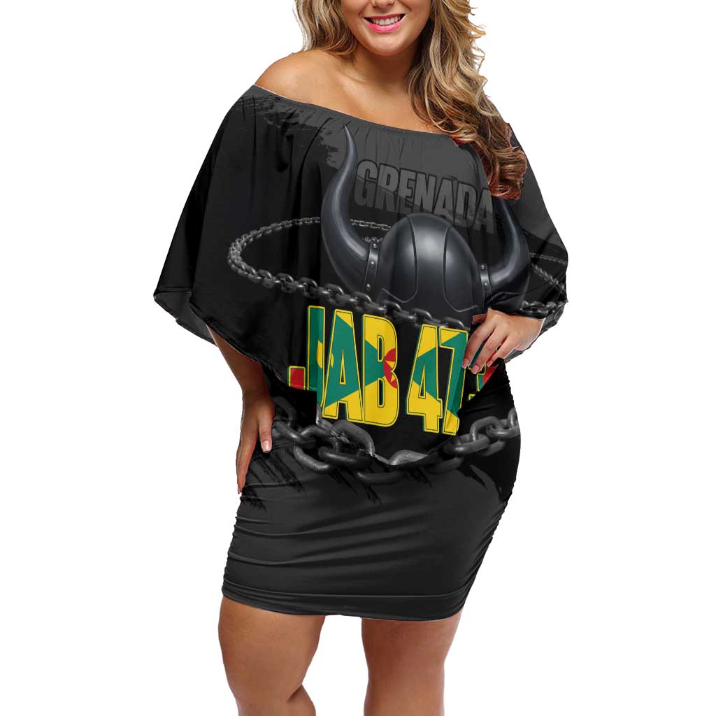 Grenada Jab Jab 473 Off Shoulder Short Dress Spicemas Festival Chain Grunge Style - Wonder Print Shop