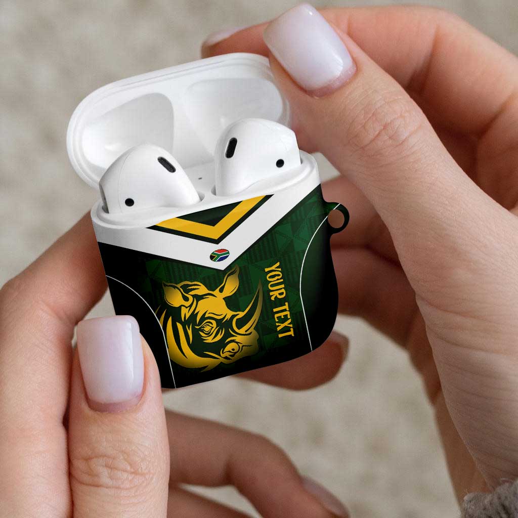 South Africa Rugby Custom AirPods Case Springboks Kente Rhino Symbol - Wonder Print Shop