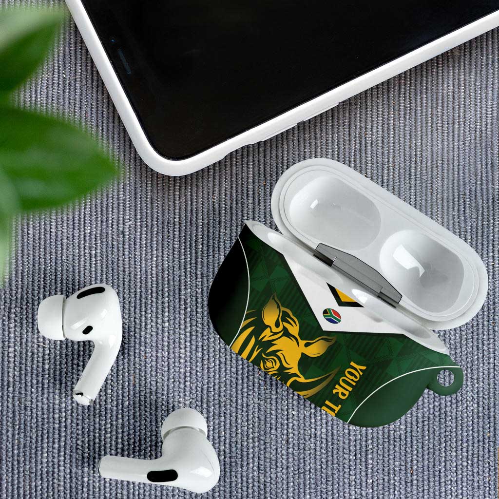 South Africa Rugby Custom AirPods Case Springboks Kente Rhino Symbol - Wonder Print Shop