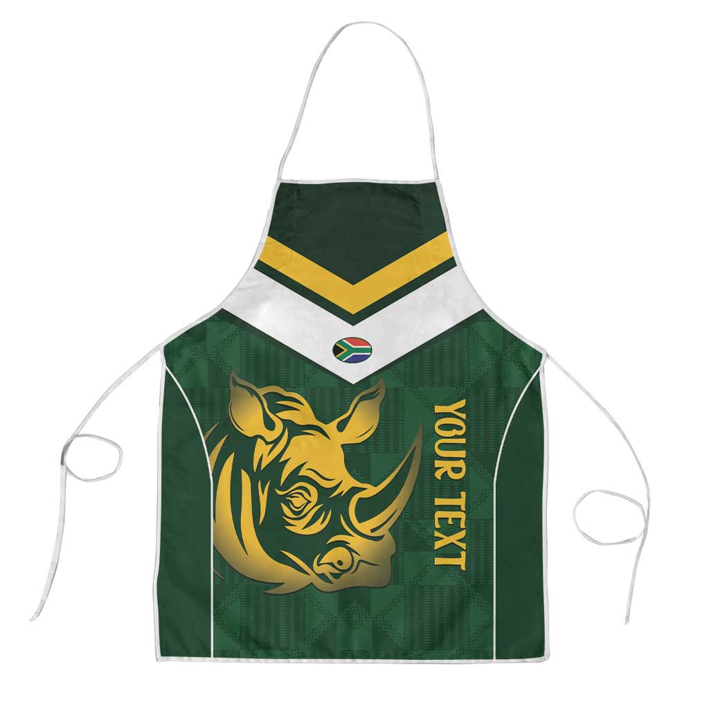 South Africa Rugby Custom Apron Springboks Kente Rhino Symbol - Wonder Print Shop