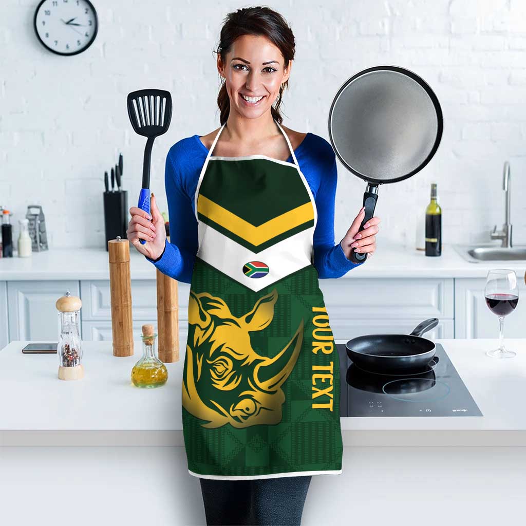 South Africa Rugby Custom Apron Springboks Kente Rhino Symbol - Wonder Print Shop