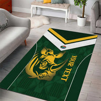South Africa Rugby Custom Area Rug Springboks Kente Rhino Symbol - Wonder Print Shop