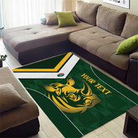 South Africa Rugby Custom Area Rug Springboks Kente Rhino Symbol - Wonder Print Shop
