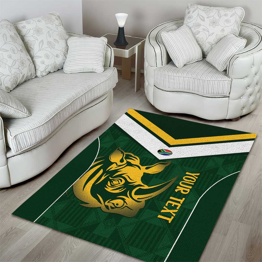 South Africa Rugby Custom Area Rug Springboks Kente Rhino Symbol - Wonder Print Shop