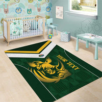 South Africa Rugby Custom Area Rug Springboks Kente Rhino Symbol - Wonder Print Shop