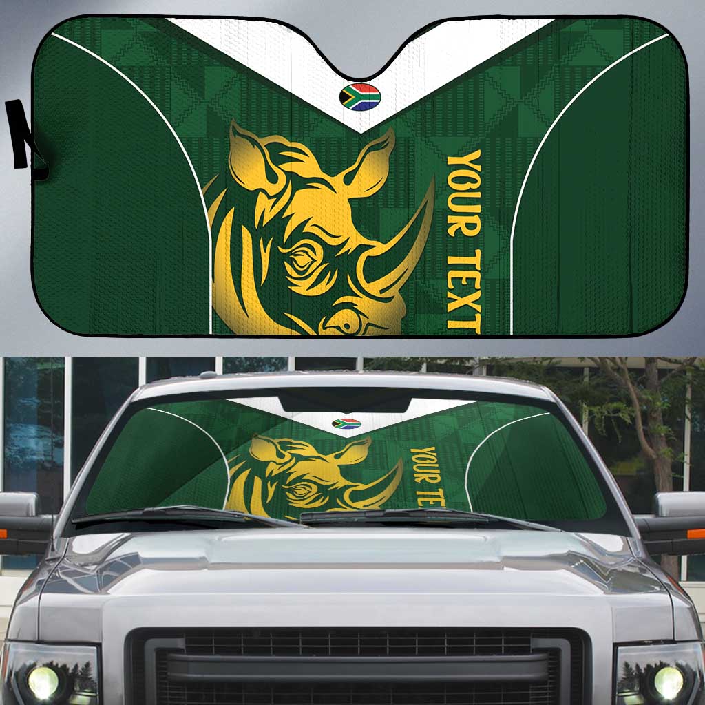 South Africa Rugby Custom Auto Sun Shade Springboks Kente Rhino Symbol - Wonder Print Shop