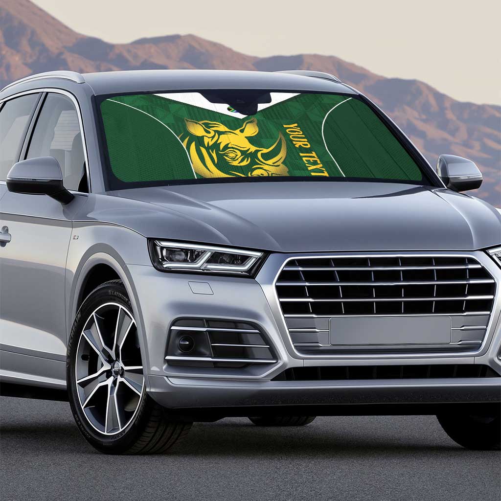 South Africa Rugby Custom Auto Sun Shade Springboks Kente Rhino Symbol - Wonder Print Shop