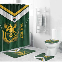 South Africa Rugby Custom Bathroom Set Springboks Kente Rhino Symbol - Wonder Print Shop