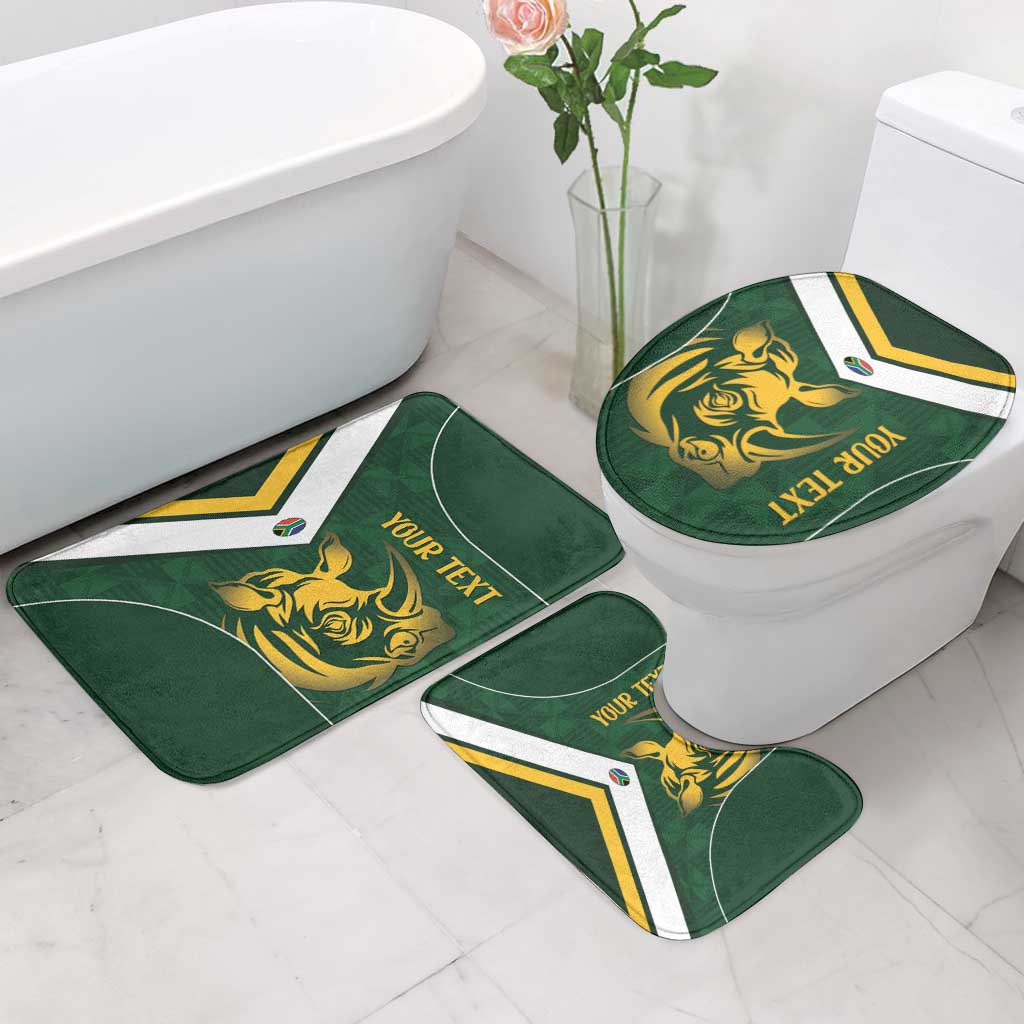 South Africa Rugby Custom Bathroom Set Springboks Kente Rhino Symbol - Wonder Print Shop