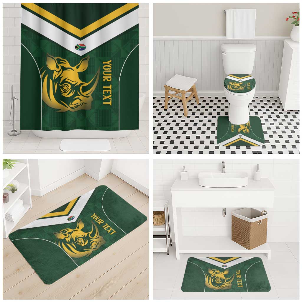 South Africa Rugby Custom Bathroom Set Springboks Kente Rhino Symbol - Wonder Print Shop