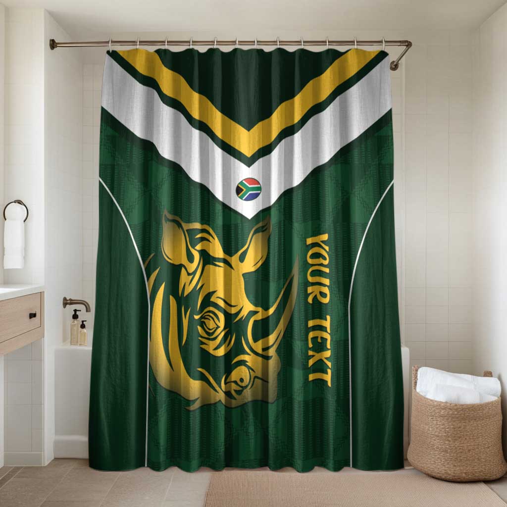 South Africa Rugby Custom Bathroom Set Springboks Kente Rhino Symbol - Wonder Print Shop