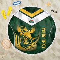 South Africa Rugby Custom Beach Blanket Springboks Kente Rhino Symbol - Wonder Print Shop