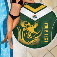 South Africa Rugby Custom Beach Blanket Springboks Kente Rhino Symbol - Wonder Print Shop