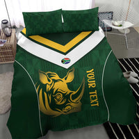 South Africa Rugby Custom Bedding Set Springboks Kente Rhino Symbol - Wonder Print Shop