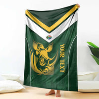 South Africa Rugby Custom Blanket Springboks Kente Rhino Symbol - Wonder Print Shop