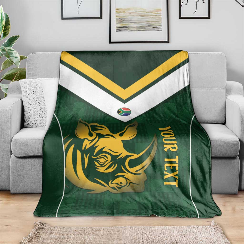 South Africa Rugby Custom Blanket Springboks Kente Rhino Symbol - Wonder Print Shop