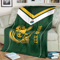 South Africa Rugby Custom Blanket Springboks Kente Rhino Symbol - Wonder Print Shop