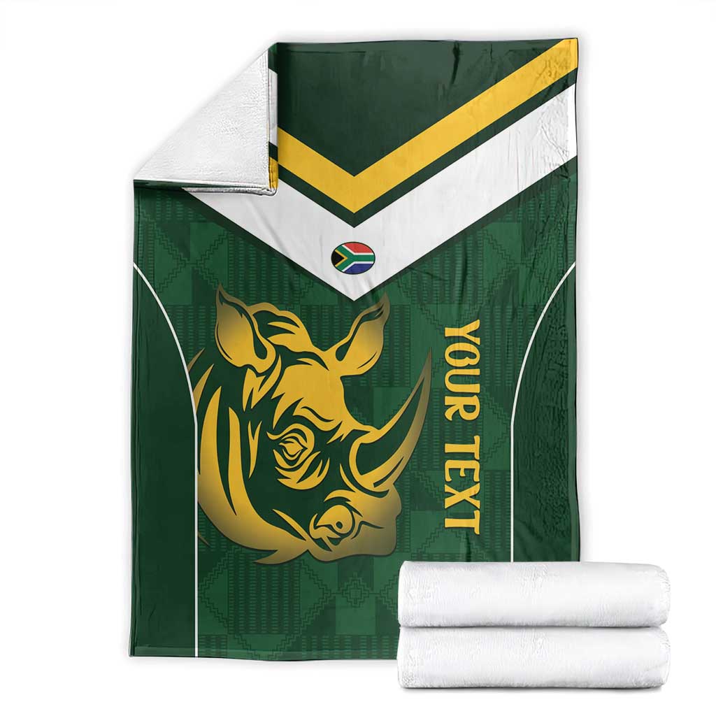 South Africa Rugby Custom Blanket Springboks Kente Rhino Symbol - Wonder Print Shop