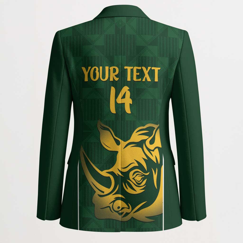 South Africa Rugby Custom Blazer Springboks Kente Rhino Symbol - Wonder Print Shop