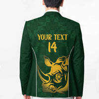 South Africa Rugby Custom Blazer Springboks Kente Rhino Symbol - Wonder Print Shop
