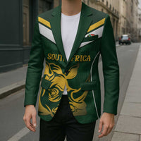 South Africa Rugby Custom Blazer Springboks Kente Rhino Symbol - Wonder Print Shop