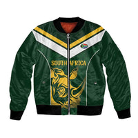South Africa Rugby Custom Bomber Jacket Springboks Kente Rhino Symbol - Wonder Print Shop