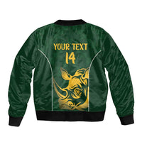 South Africa Rugby Custom Bomber Jacket Springboks Kente Rhino Symbol - Wonder Print Shop